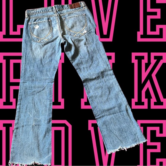PINK Victoria's Secret Denim - PINK jeans by Victoria’s Secret Bootcut Flare rhinestones pink stitching Sz. 8